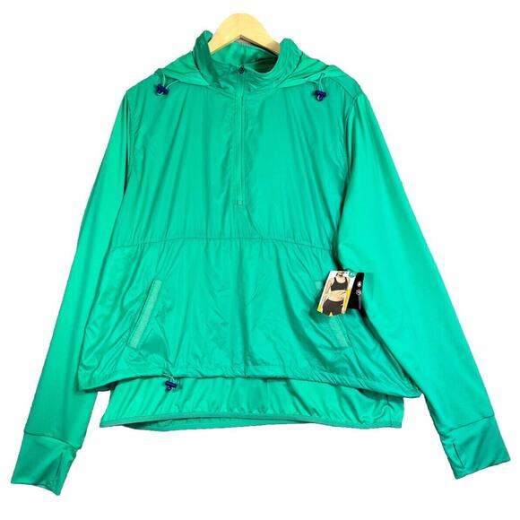 Avia 1/4 Zip Pullover Hoodie Women XL 16-18 Green Jacket Windbreaker NEW - Picture 1 of 13